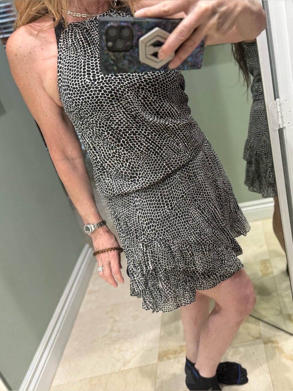 Ramy Brook Black & White Halter Mini Dress
